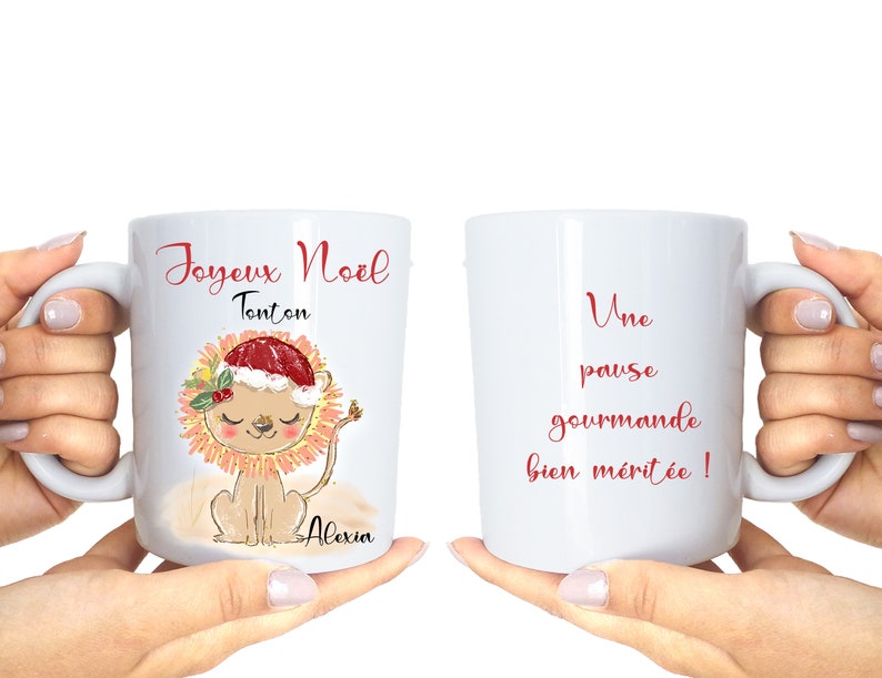 Mug Personnalisé avec Prénom - Cadeau de Noël Unique - Parfait pour Maîtresse, Atsem, Aesh - Cadeau Personnalisé Français