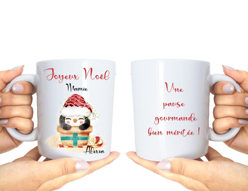 Mug Personnalisé avec Prénom - Cadeau de Noël Unique - Parfait pour Maîtresse, Atsem, Aesh - Cadeau Personnalisé Français