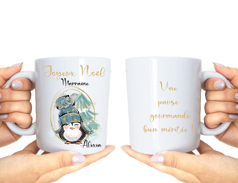 Mug Personnalisé avec Prénom - Cadeau de Noël Unique - Parfait pour Maîtresse, Atsem, Aesh - Cadeau Personnalisé Français