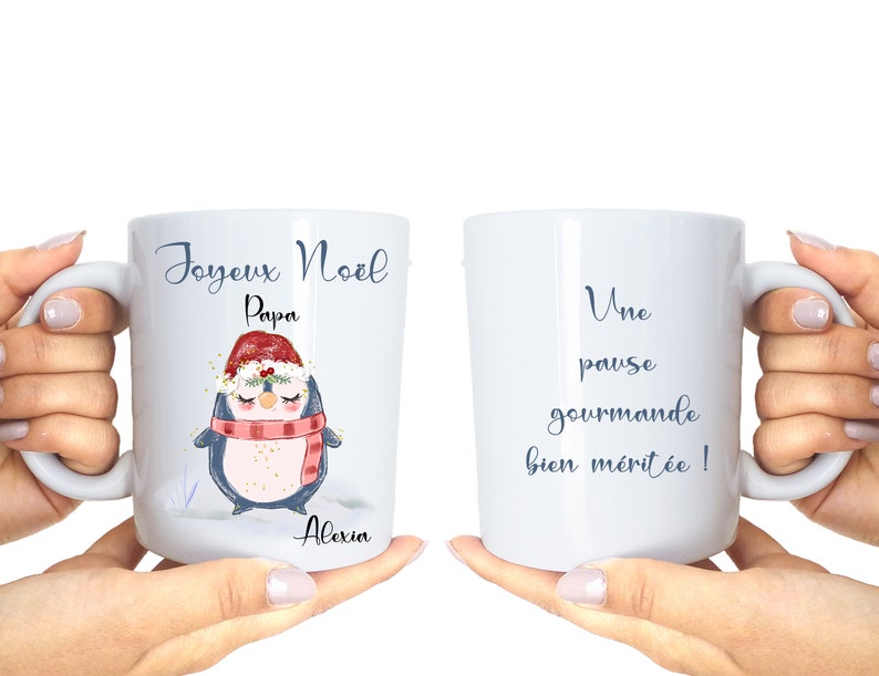 Mug Personnalisé avec Prénom - Cadeau de Noël Unique - Parfait pour Maîtresse, Atsem, Aesh - Cadeau Personnalisé Français