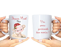 Mug Personnalisé avec Prénom - Cadeau de Noël Unique - Parfait pour Maîtresse, Atsem, Aesh - Cadeau Personnalisé Français