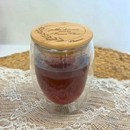 Verre double paroi personnalisé - Couvercle en bambou gravé - Artisanat français