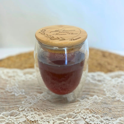 Verre double paroi personnalisé - Couvercle en bambou gravé - Artisanat français