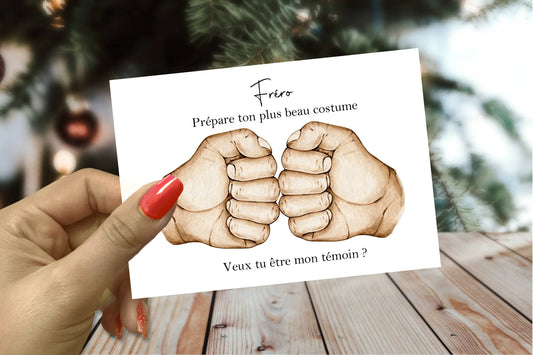 Carte de demande témoin homme ou femme avec personnalisation du texte.