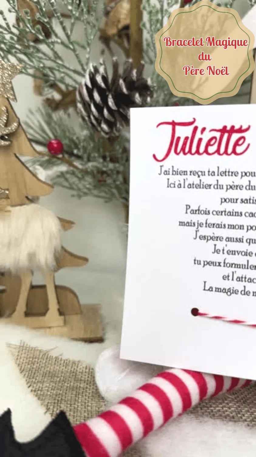 Bracelet Magique du Père Noël - Bracelet à vœu de Noël - Cadeau magique pour enfant - Fait main en France