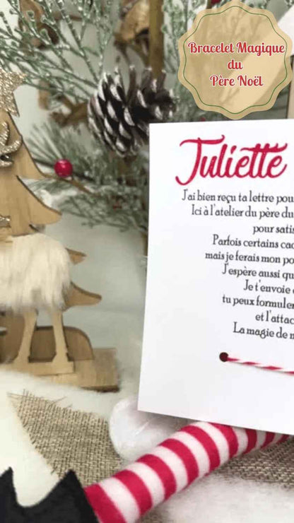 Bracelet Magique du Père Noël - Bracelet à vœu de Noël - Cadeau magique pour enfant - Fait main en France